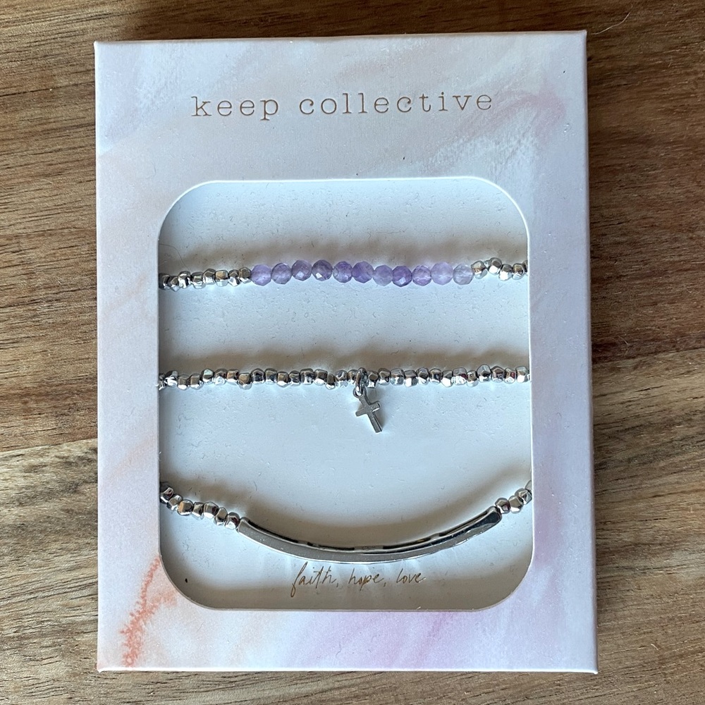KEEP Collective Faith stretch bracelet trio NIP-Silver
